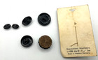 Lot Of 8 Antique Vintage Black Glass Buttons Lamode Le Chic 1 W threaded Back