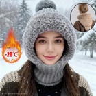 3 In 1 Women Knit Beanie Hat Fleece Lined Winter Scarf Mask Set Snow Cap Gift Us