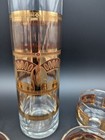 Martini Cocktail Set Pitcher W  4 Glasses Wheat 22k Gold Mcm Culver Retired