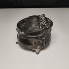 Antique vintage Metal Footed Hinged Trinket Jewelry Box Dresser Wb Mfc Co 