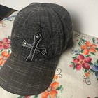 Mma Elite Adult Gray Studded Black Cross Hat Adjustable Cap One Size Fits All