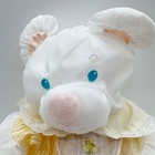 Fisher Price Vtg Puffalump Baby Bear Cub Yellow   White Bib Rattle Plush 1988