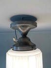Vintage Art Deco Skyscraper Glass Pendant Brass Ceiling Lamp Light Fixture
