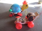 1960s Fisher Price Tip-toe Turtle  773   Snoopy  2034 Pull Toys