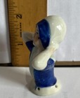 Vintage Lady Half Doll For Pin Cushion In Hat  Blue Bodice