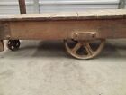 Vintage Antique Industrial Machine Age Wooden Factory Cart Coffee Table Casters