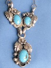 Signed Bobby Johnson Navajo Hand Made Sterling Turquoise  Necklace 20 