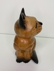 Vintage Carved Wooden Siamese Cat Sitting Figurine