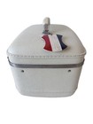Vintage Train Case American Tourister Tri Taper Make Up Case Cream White Tags