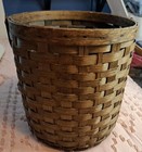 Antique Primitive Farmhouse Swing Handle Woven Basket  Wood Splint Gathering