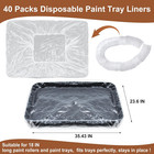 40 Pcs Paint Tray Liners Disposable 18 Inch Paint Roller Tray Liner Plastic Pain