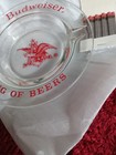 Vtg Budweiser King Of Beers Glass Ashtray   Full Matchbook
