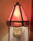 Stained Glass Night Light Plug In Lantern Shade Pinks Vintage 4 5    Tall Vgc