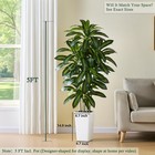 Tnggnt Artificial Dracaena Tree   5ft Faux Silk 5ft  Dark Green     White Pot