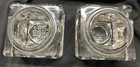 Pair Of Vintage 3    Square Glass Inkwell Hvy beveled Open 600 Gram Ea Pat   d 1894 
