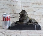 Handsome Italian Cast Bronze Lion Solid Marble Base Neo Classic Sculpture Deal