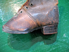 Antique   Doll  Leather Lace Up  Boots  Shoes  Size   4  Intact  Solid  1800 s