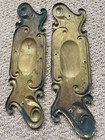 2 Brass Finger Plate Push Door Handle Antique Old Vintage Nouveau Reclaimed