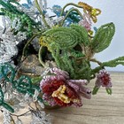 Vintage French Beaded Flowers Bouquet Mini Glass Seed Bead Floral Arrangement