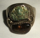 Vintage Navajo Fire Agate Turquoise Sterling Silver Ring Size 10 Vafo