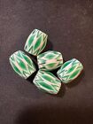5 Vintage Chevron Glass Beads  b1081 - Indian - Large Native Rare Trade 18-20mm