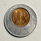 Stork Club N y 1940 Encased Coin Lucky Wheat Penny Heads To Earn Hearts To Spend