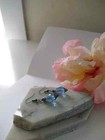 Teardrop Blue Glass Gray Gunmetal Dangle Earrings  Bridal Earrings