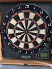 Halex Electronic Dart Board Wood Cabinet Steel Tip Darts Multi-player Vintage