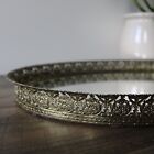 Vtg Oval Vanity Mirror Tray Gold Filigree Ornate Hollywood Regency 16 5    X 11   