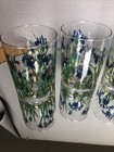 4 Vtg Culver Blue Iris Gold Lowball Rocks Old Fashioned Glasses 22k Gold  - Rare
