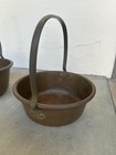 3 Antique Or Vintage Large Copper Pot With Handle Heavy Duty Matching Set