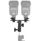 Dslr Dual Flash Bracket 2-hot Shoe Mount Speedlight Stand Umbrella Flash Holder