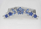 Faship Gorgeous Blue Rhinestone Crystal Floral Hair Comb
