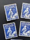 Ecuador 1938 Exposici  n Del Progreso 10c Blue Stamps Lot Of 8 Used