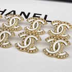 10 Chanel Buttons White Gold Cc Logo Pearls Metal 22mm Vintage