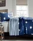 Star Quilt - Reversible 2 Piece Pattern Striped Bedding Set Full queen Navy
