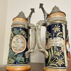 Pair German Lidded Beer Steins  Made In West Germany Breweriana