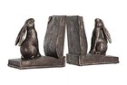 Rabbit Shaped Resin Bookends  6   Rustic Bronze