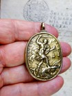 Antique St  Michael Archangel Immaculate Conception Hamerani Bronze Medal