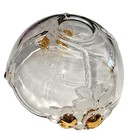 Clear Glass Decorative Bowl With Gold Rose Accents   Floral Design