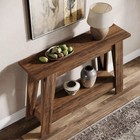63    Rustic Solid Wood Console Table With Shelf   Entryway Sofa Table