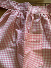 Vintage Pink   White Handmade Gingham Check Half Apron  black Zigzag Stitch