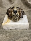 Antique Cold-painted Bronze   Onyx St  Bernard Dog Paperweight