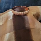 Vintage Signed Matisse Renoir Tan Beige Enamel Copper Bangle