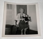 Rare Antique Vintage American Old Woman With Stuffed Toy Monkey Snapshot Photo 