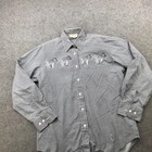 Vintage Tia Shirt Mens Large Black White Zebra Embroidered Gingham Button 90s