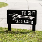 Halloween Fright This Way Metal Yard Sign   Outdoor Halloween Lawn Decor