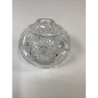 Vintage Starburst Pattern Hand Cut Clear Round Lead Crystal Bud Vase - 5 25   h
