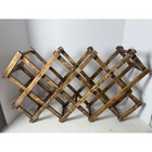 Vintage Rustic Wooden 10 Bottle Wine Rack Collapsible Accordion Countertop Brown