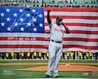 David Ortiz Signed Red Sox Flag 16x20 Photo W  This Is Our F n City Beckett 